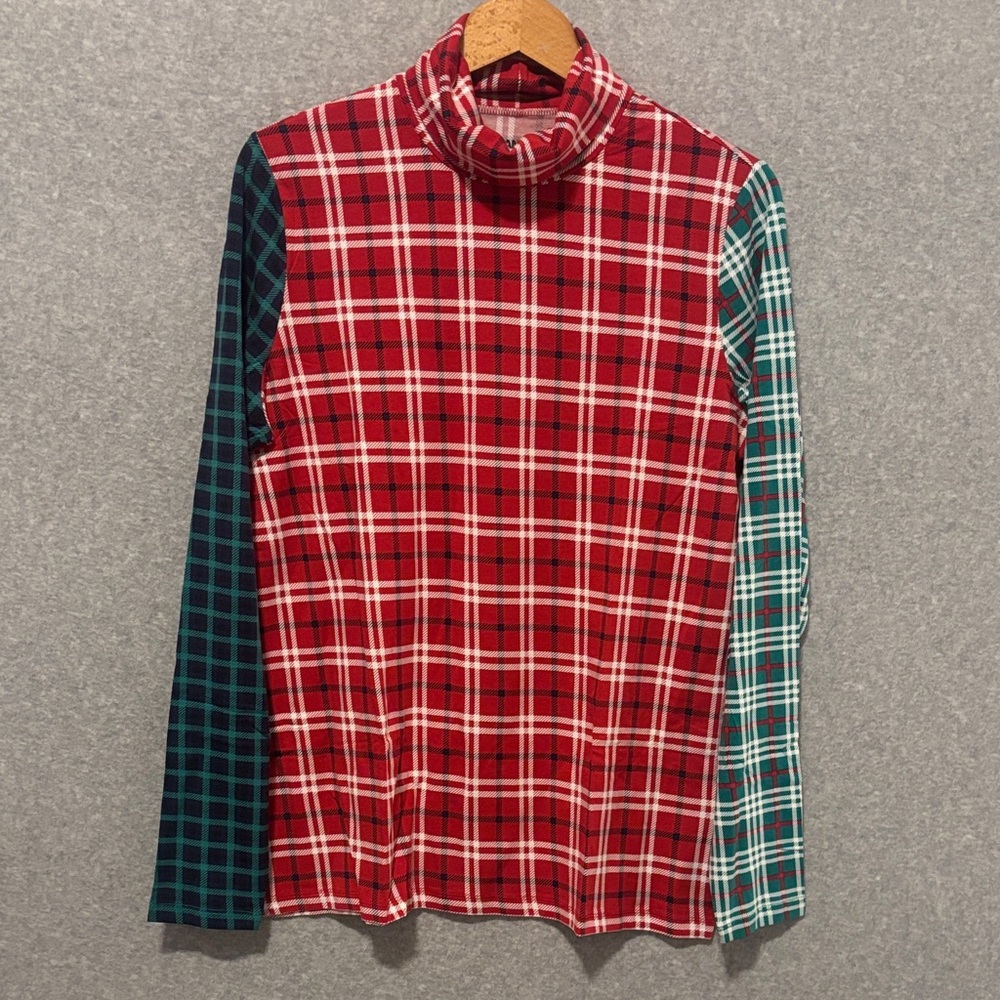 Lands' End Red Plaid Long Sleeve Shirt size Large